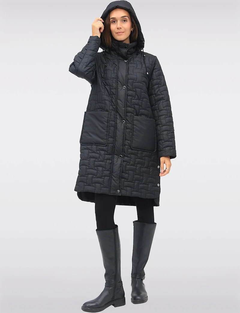 Quilted Water-Repellent Jacket with Detachable Hood and Side Slits by Frandsen