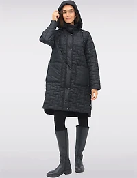 Quilted Water-Repellent Jacket with Detachable Hood and Side Slits by Frandsen