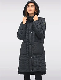 Quilted Water-Repellent Jacket with Detachable Hood and Side Slits by Frandsen