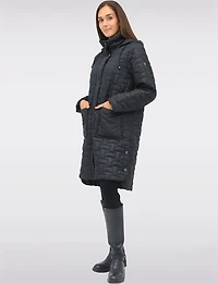 Quilted Water-Repellent Jacket with Detachable Hood and Side Slits by Frandsen