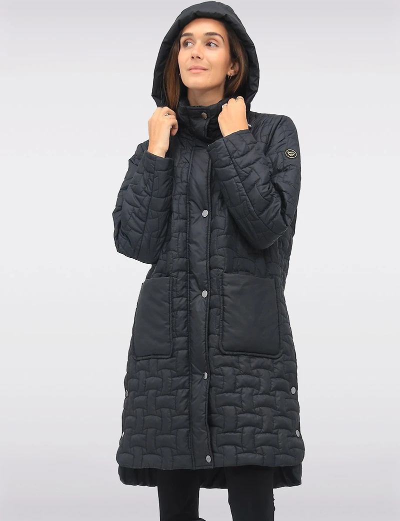 Quilted Water-Repellent Jacket with Detachable Hood and Side Slits by Frandsen