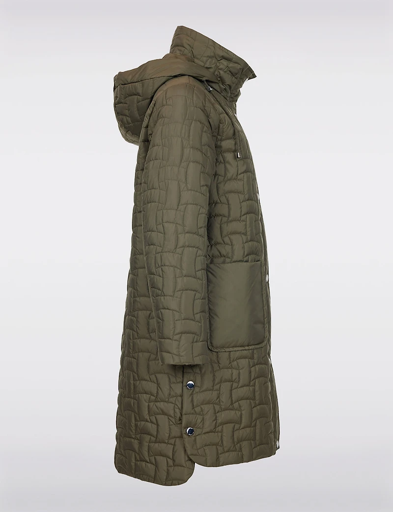 Quilted Water-Repellent Jacket with Detachable Hood and Side Slits by Frandsen