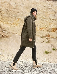 Quilted Water-Repellent Jacket with Detachable Hood and Side Slits by Frandsen