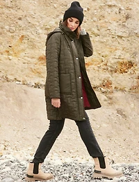 Quilted Water-Repellent Jacket with Detachable Hood and Side Slits by Frandsen