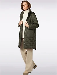 Quilted Water-Repellent Jacket with Detachable Hood and Side Slits by Frandsen