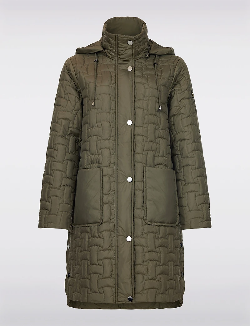 Quilted Water-Repellent Jacket with Detachable Hood and Side Slits by Frandsen