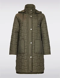 Quilted Water-Repellent Jacket with Detachable Hood and Side Slits by Frandsen