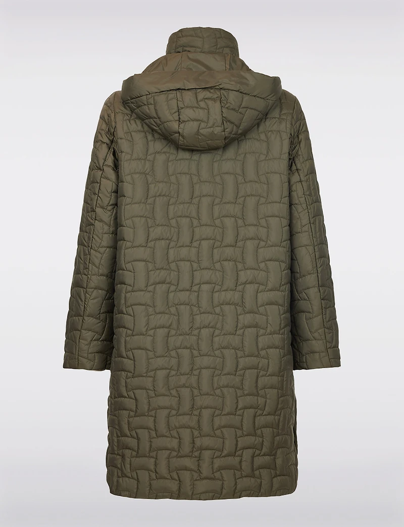 Quilted Water-Repellent Jacket with Detachable Hood and Side Slits by Frandsen