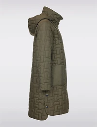 Quilted Water-Repellent Jacket with Detachable Hood and Side Slits by Frandsen