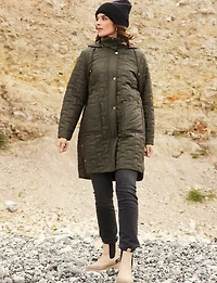Quilted Water-Repellent Jacket with Detachable Hood and Side Slits by Frandsen