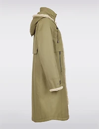 Chic Straight Cut Water Resistant Sherpa Trim Detachable Hood Coat by Frandsen