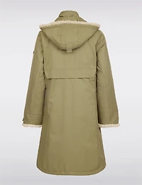 Chic Straight Cut Water Resistant Sherpa Trim Detachable Hood Coat by Frandsen