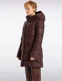 Classic Vegan Herringbone High-Collar Pillow-Neck Puffer Jacket by Point Zero