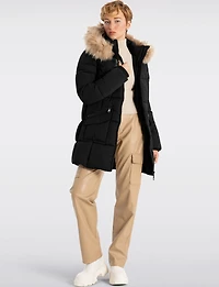 Eco-Down Luxe Hooded Vegan Puffer With Faux Fur Trim Parka by Point Zero