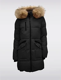 Eco-Down Luxe Hooded Vegan Puffer With Faux Fur Trim Parka by Point Zero