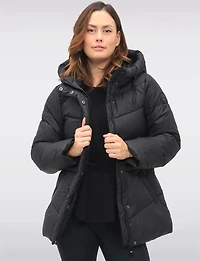 Vegan Quilted Puffer Jacket with Attached Hood & Adjustable Waist by Point Zero