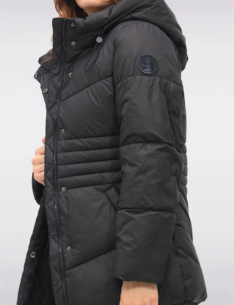 Vegan Quilted Puffer Jacket with Attached Hood & Adjustable Waist by Point Zero