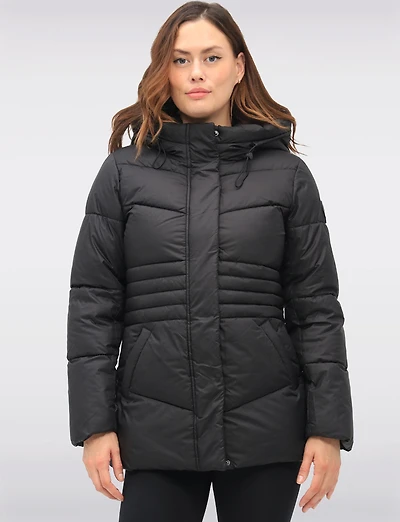 Vegan Quilted Puffer Jacket with Attached Hood & Adjustable Waist by Point Zero