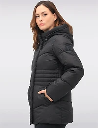 Vegan Quilted Puffer Jacket with Attached Hood & Adjustable Waist by Point Zero