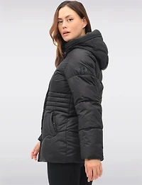 Vegan Quilted Puffer Jacket with Attached Hood & Adjustable Waist by Point Zero