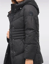 Vegan Quilted Puffer Jacket with Attached Hood & Adjustable Waist by Point Zero