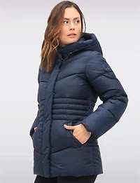 Vegan Quilted Puffer Jacket with Attached Hood & Adjustable Waist by Point Zero