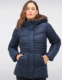 Vegan Quilted Puffer Jacket with Attached Hood & Adjustable Waist by Point Zero