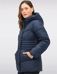 Vegan Quilted Puffer Jacket with Attached Hood & Adjustable Waist by Point Zero