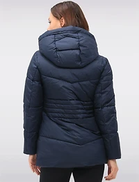 Vegan Quilted Puffer Jacket with Attached Hood & Adjustable Waist by Point Zero