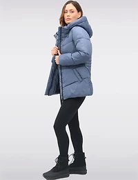 Vegan Quilted Puffer Jacket with Attached Hood & Adjustable Waist by Point Zero