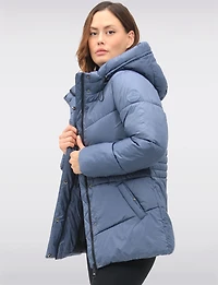 Vegan Quilted Puffer Jacket with Attached Hood & Adjustable Waist by Point Zero