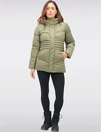 Vegan Quilted Puffer Jacket with Attached Hood & Adjustable Waist by Point Zero