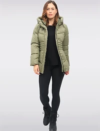 Vegan Quilted Puffer Jacket with Attached Hood & Adjustable Waist by Point Zero