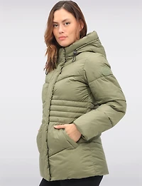 Vegan Quilted Puffer Jacket with Attached Hood & Adjustable Waist by Point Zero
