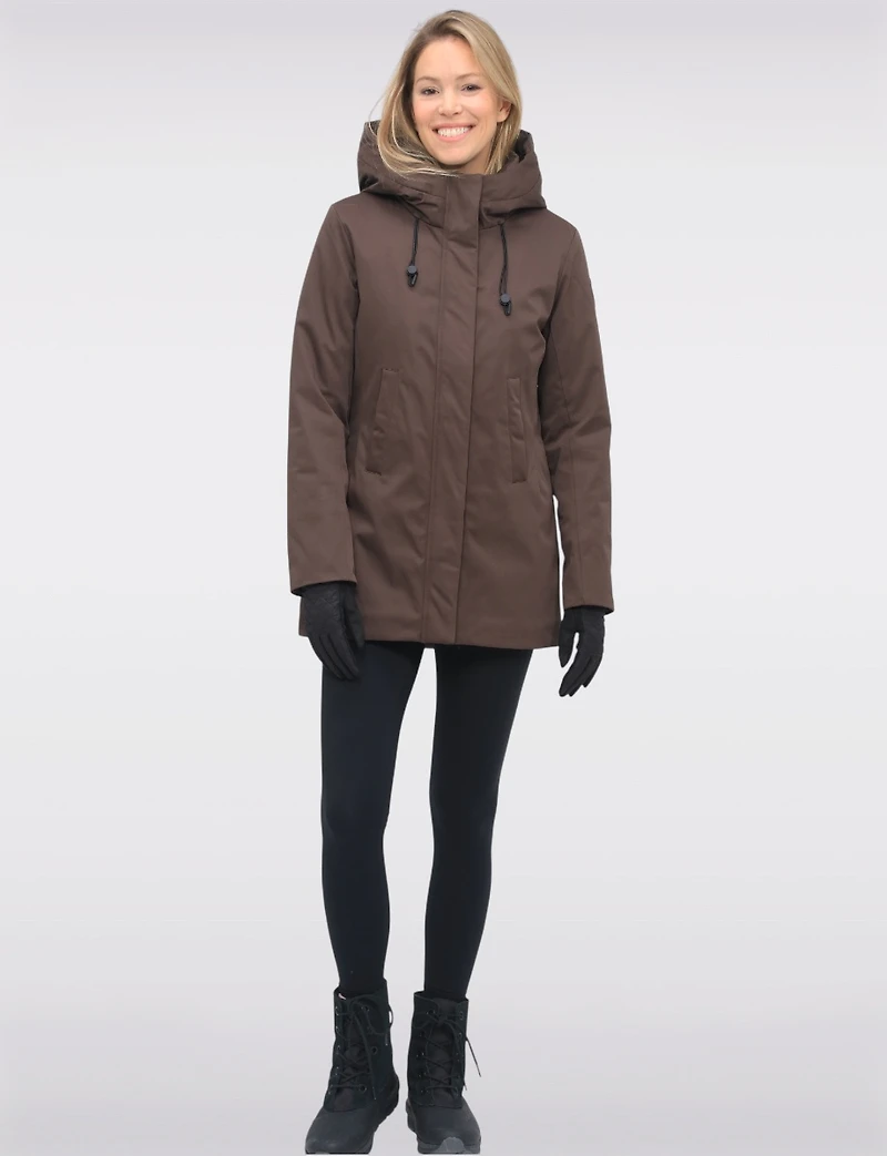 Vegan Smooth Cinchable Waist Parka Jacket Eco-Down Quilt Lining by Point Zero