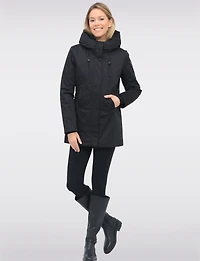 Vegan Smooth Cinchable Waist Parka Jacket Eco-Down Quilt Lining by Point Zero