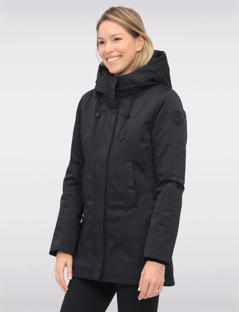 Vegan Smooth Cinchable Waist Parka Jacket Eco-Down Quilt Lining by Point Zero