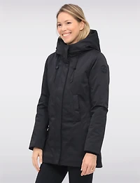 Vegan Smooth Cinchable Waist Parka Jacket Eco-Down Quilt Lining by Point Zero