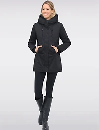 Vegan Smooth Cinchable Waist Parka Jacket Eco-Down Quilt Lining by Point Zero