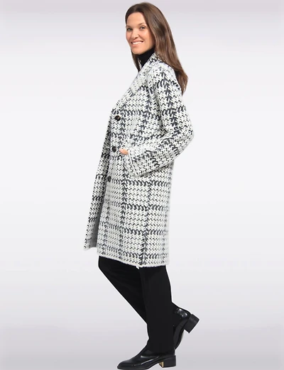 Cozy Elegant Knit Sweater Coat With Timeless Houndstooth Pattern by Vince Camuto