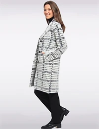 Cozy Elegant Knit Sweater Coat With Timeless Houndstooth Pattern by Vince Camuto