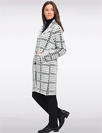 Cozy Elegant Knit Sweater Coat With Timeless Houndstooth Pattern by Vince Camuto