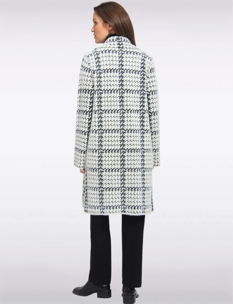 Cozy Elegant Knit Sweater Coat With Timeless Houndstooth Pattern by Vince Camuto