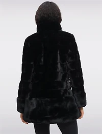 Luxurious Cozy Quilted High-Collar Faux Fur Vegan Jacket by Jones New York