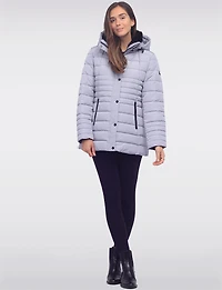 Vegan Polyloft® High-Collar Short Puffer Coat with Detachable Hood by Snoboll