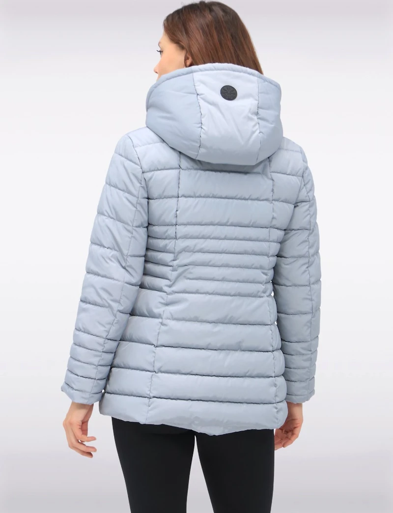 Vegan Polyloft® High-Collar Short Puffer Coat with Detachable Hood by Snoboll
