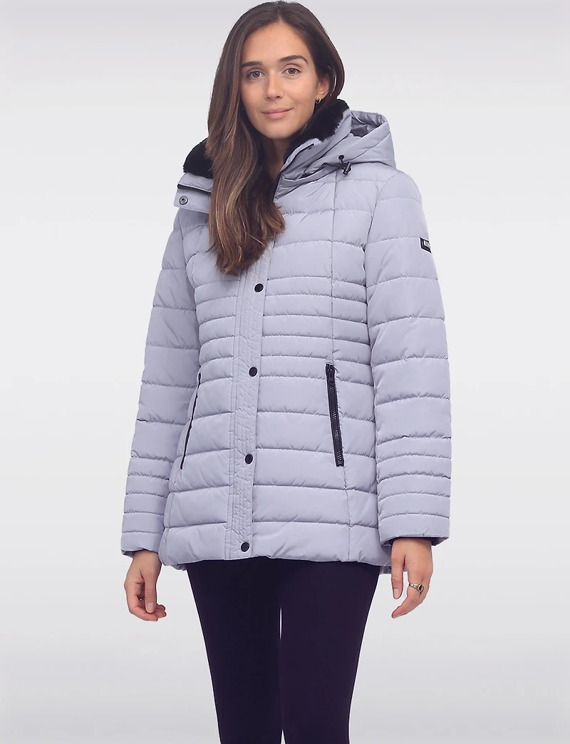 Vegan Polyloft® High-Collar Short Puffer Coat with Detachable Hood by Snoboll