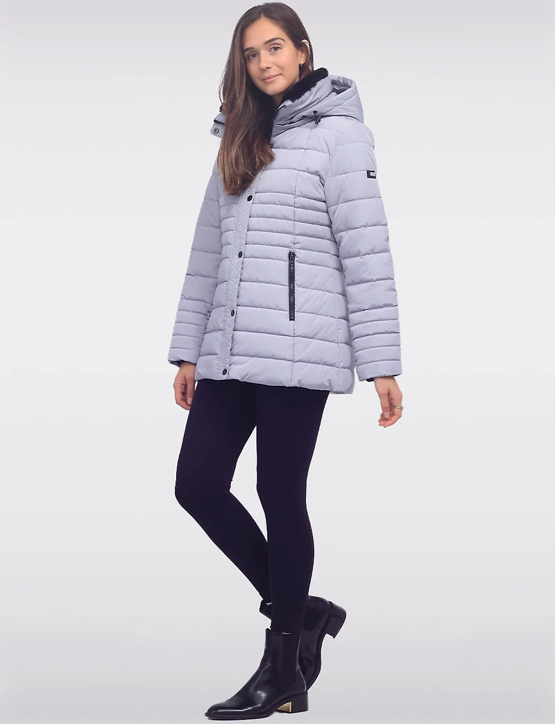 Vegan Polyloft® High-Collar Short Puffer Coat with Detachable Hood by Snoboll