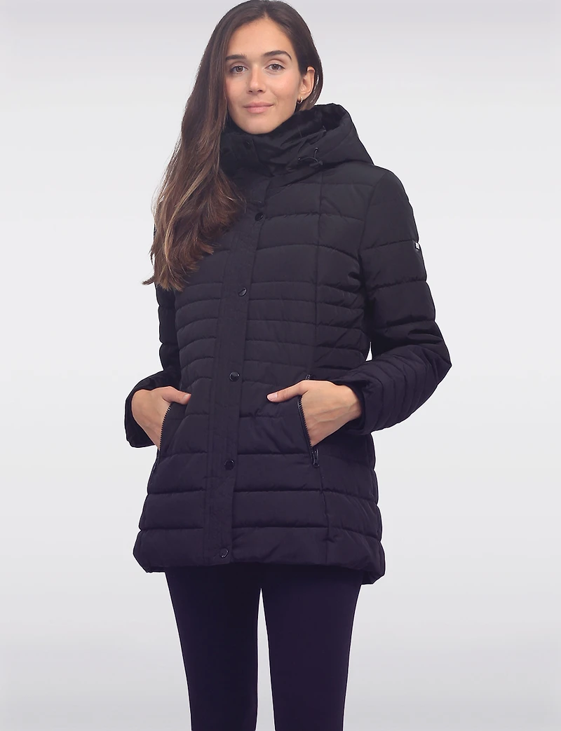 Vegan Polyloft® High-Collar Short Puffer Coat with Detachable Hood by Snoboll