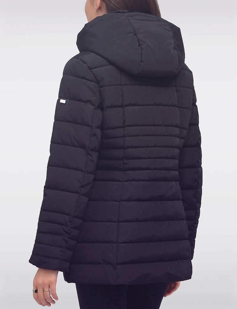 Vegan Polyloft® High-Collar Short Puffer Coat with Detachable Hood by Snoboll